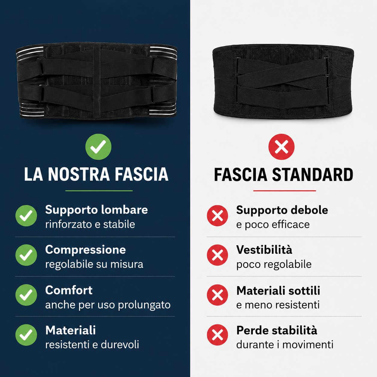 Vielay | Cintura lombare ergonomica con sistema a 6 stecche ed elastici rinforzati